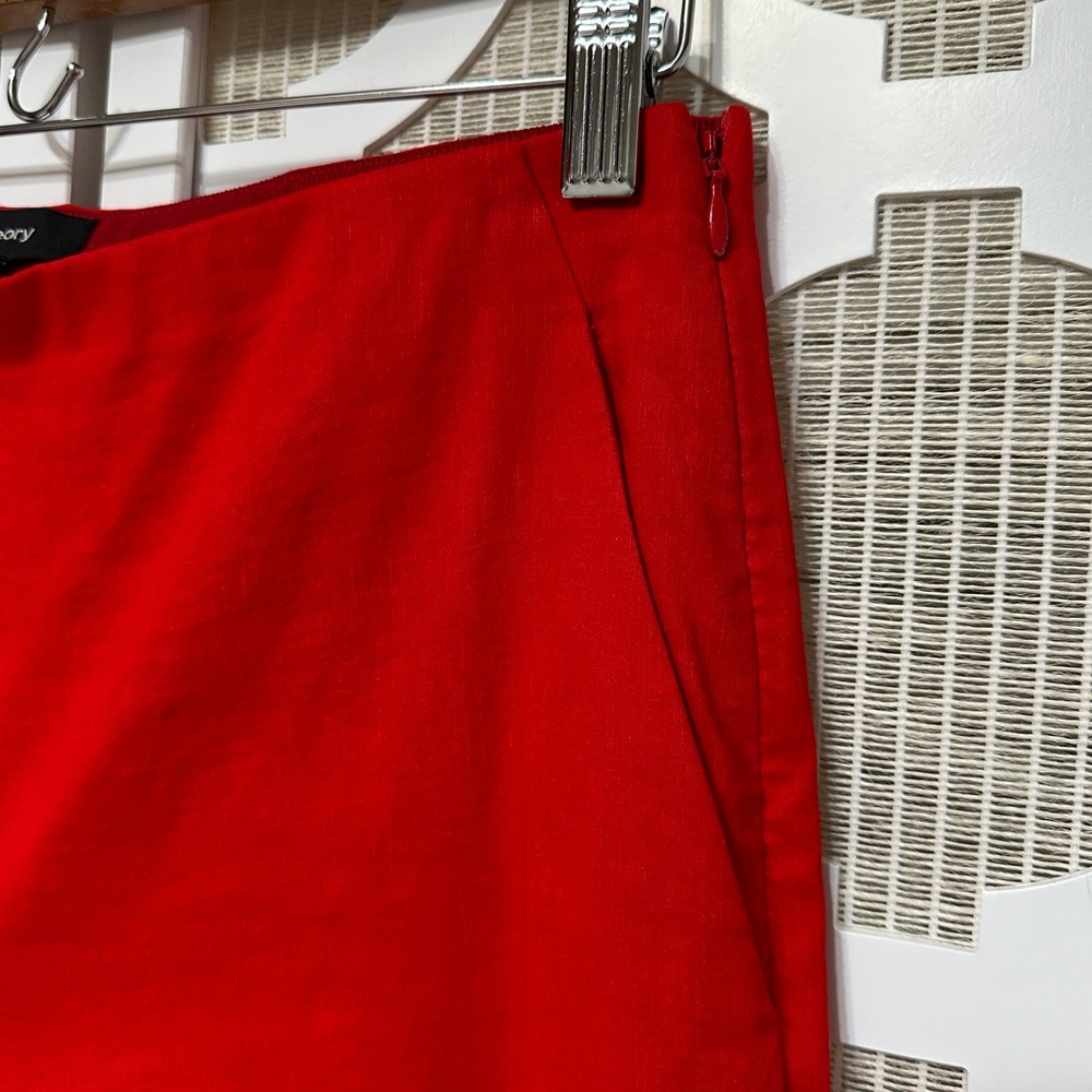 Theory Red Linen Blend Cigarette Pants Womens 2 Red Holiday Office Stretch Chic - Picture 4 of 12